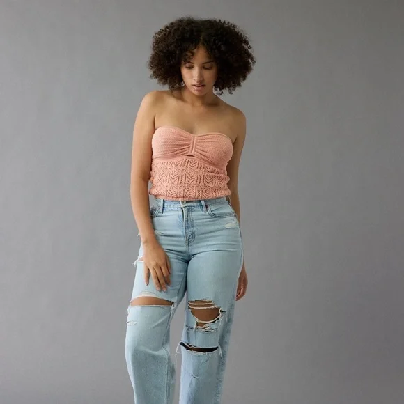 NWOT AE Cropped Crochet Tube Top - Picture 6 of 11